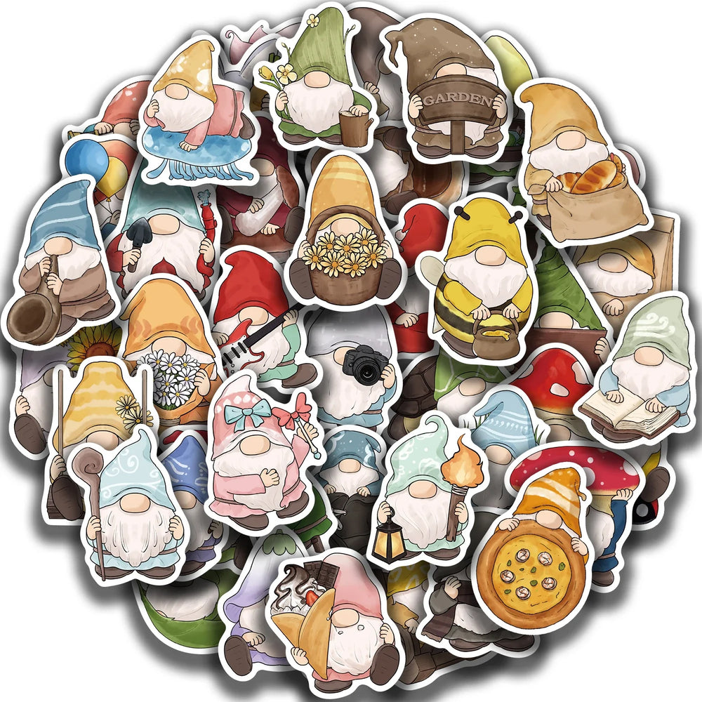 50PCS Gnome Dwarf Stickers Waterproof Vinly Stickers Decorative DIY Graffiti Luggage Stickers Children's Toys (ONLINE ORDER ONLY)