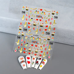 1pc Bohemian Valentine Nail Stickers 3D Self-Adhesive Fantasy Nail Art Glitter Sun, Heart, Lock, Star & Moon Designs Nail Decals (ONLINE ORDER ONLY)