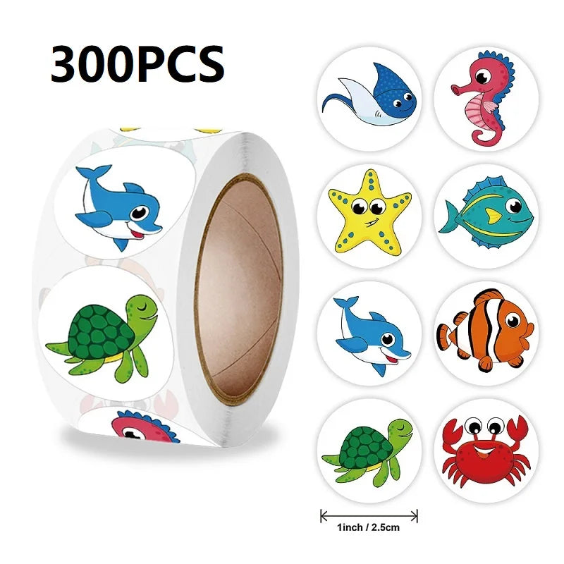 100-500PCS New Kids Stickers Korean Stationery Rolling Cartoon Animal Stickers Roll Small Packaging Stickers Photocard Decor (ONLINE ORDER ONLY)