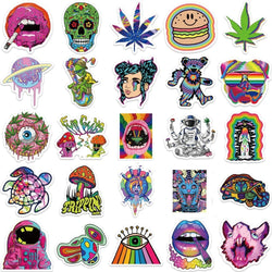 10/30/50PCS Art Psychedelic Graffiti Stickers Aesthetic Cartoon Kid Toys Decals Luggage Helmet Laptop Guitar Waterproof Sticker (ONLINE ORDER ONLY)