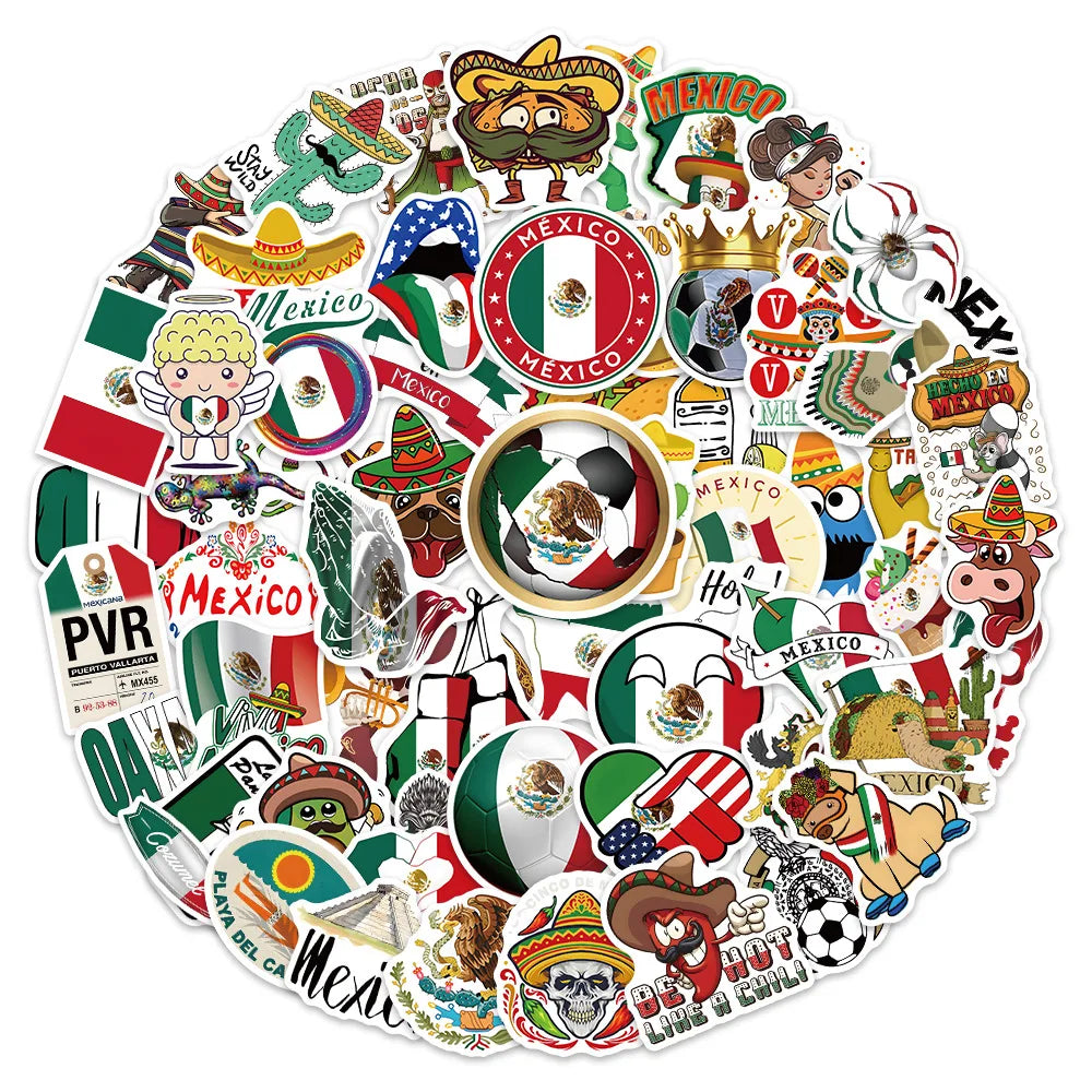 60/120Pcs Wild Food Mexico Style Cartoon Lable Stickers for Car Helmet Luggage Bicycle Guitar Decal Notebook Skate Trunk (ONLINE ORDER ONLY)