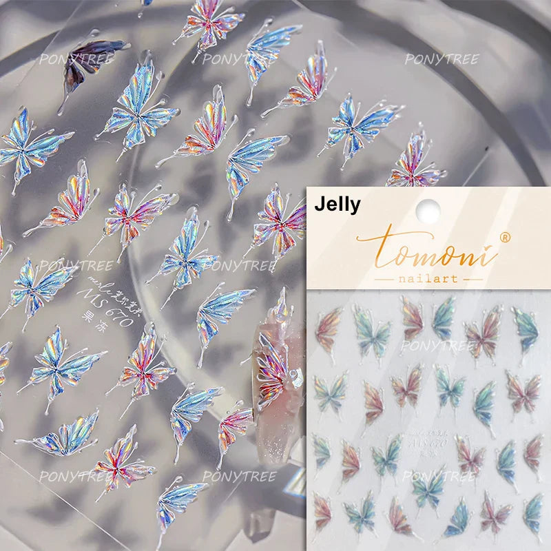 Butterfly Peach Blossom Flowers Lantern Star Tassel Pendant Gold Hot Stamping Self Adhesive Nail Art Stickers Manicure Decals (ONLINE ORDER ONLY)