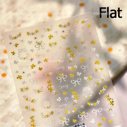 Mini Colourful Flower Black Yellow Petal Wreath 5D Chic Embossed Reliefs Delicate Self Adhesive Nail Art Stickers Manicure Decal (Online Order Only)