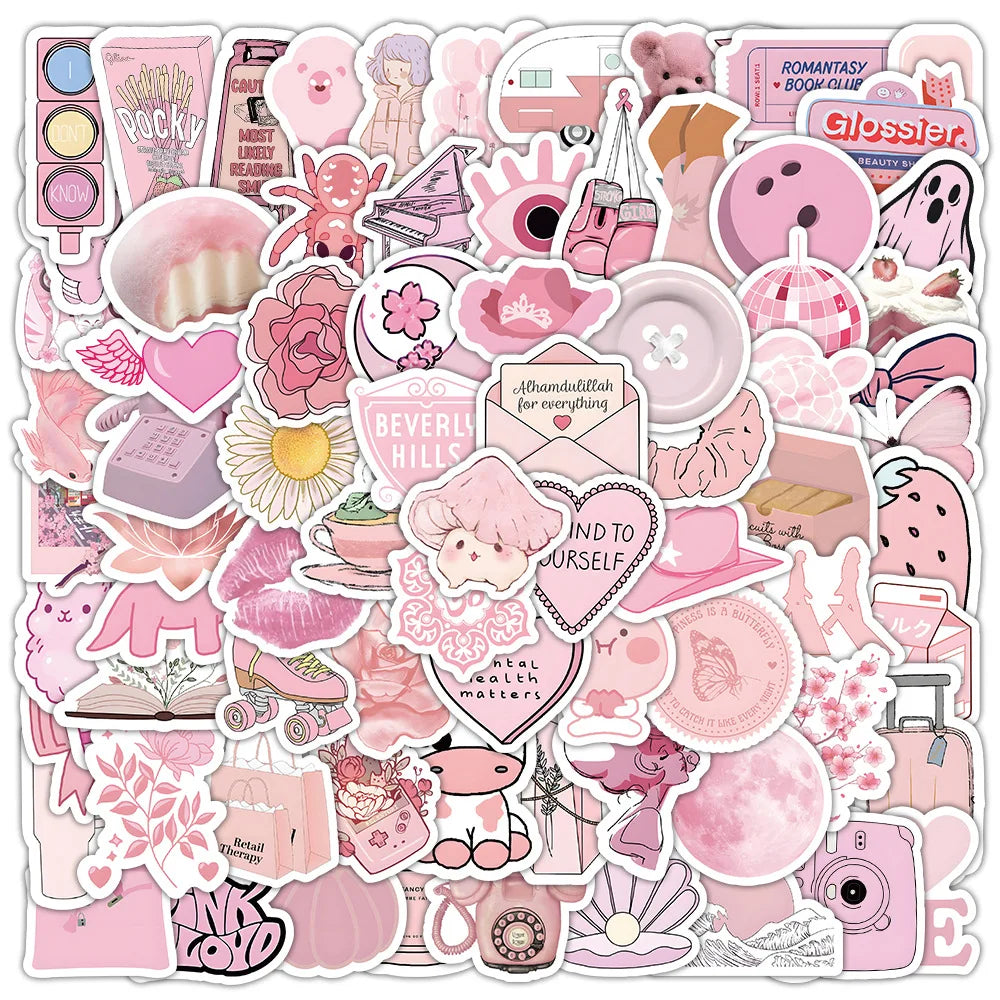 Pink Vsco Girl Stickers Aesthetic Cute Decals Laptop Phone Notebook Luggage Car Waterproof 10/30/50/100PCS (Online Order Only)