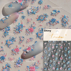 Flowers in Bloom Cosmos Chrysanthemum Daisy White Petal Yellow Stamen Self Adhesive Nail Art Decorations Sticker Manicure Decals (ONLINE ORDER ONLY)