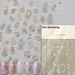 Watercolor Style Rose Flower Colored Rosa Chinensis 3D 5D Flat Reliefs Charming Self Adhesive Nail Art Stickers Manicure Decals (ONLINE ORDER ONLY)
