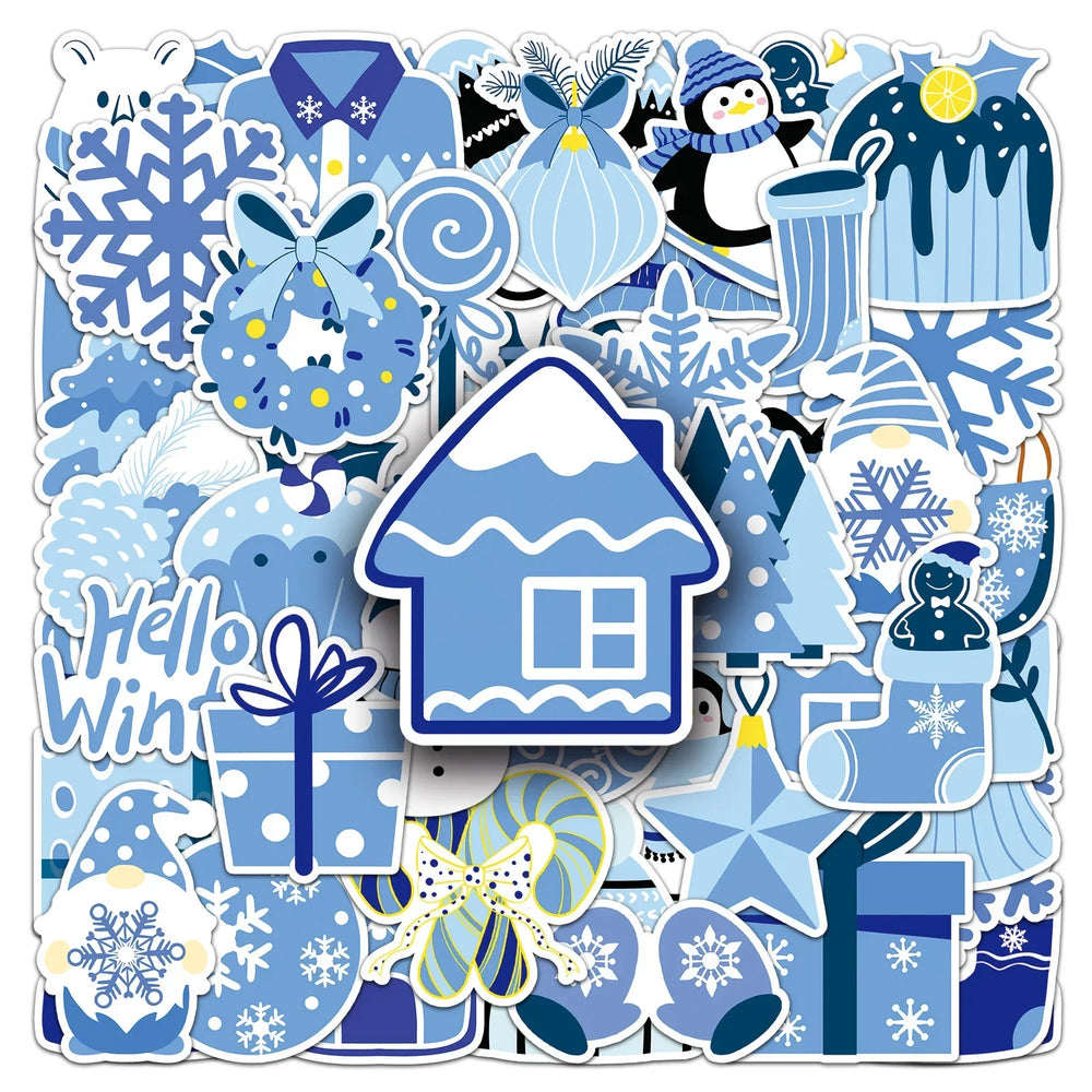 Blue Snowflake Stickers Waterproof PVC Skateboard Notebook Graffiti 10/30/50PCS (Online Order Only)