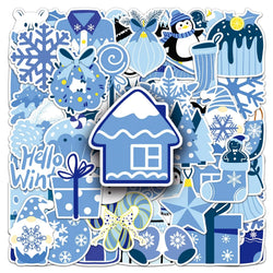 Blue Snowflake Stickers Waterproof PVC Skateboard Notebook Graffiti 10/30/50PCS (Online Order Only)