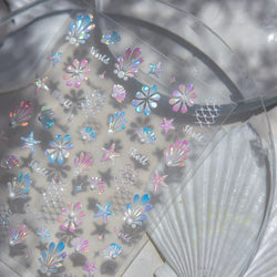 Marine Shell Starfish Ocean Elements Pearl Star Fishing Net Colourful Underwater Organisms 5D Nail Art Stickers Manicure Decals (Online Order Only)