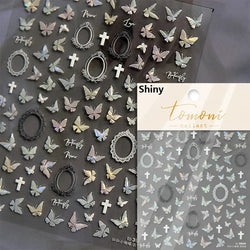 Retro Rose Gold Photo Frame Dried Flower Delicate Totem 3D Self Adhesive Nail Art Stickers 5D Shiny Rhinestone Manicure Decals (ONLINE ORDER ONLY)
