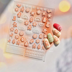 Bowknot Glove Socks Elk House Gingerbread Man Self Adhesive Nail Art Stickers Snowflake Christmas Tree Rhinestone Manicure Decal (Online Order Only)
