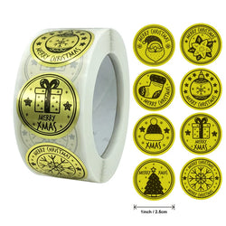 Gold Merry Christmas Stickers 100-500pcs Mail Stickers For Business Packaging, Bags, Boxes And Envelope Sealing Label Sticker (ONLINE ORDER ONLY)