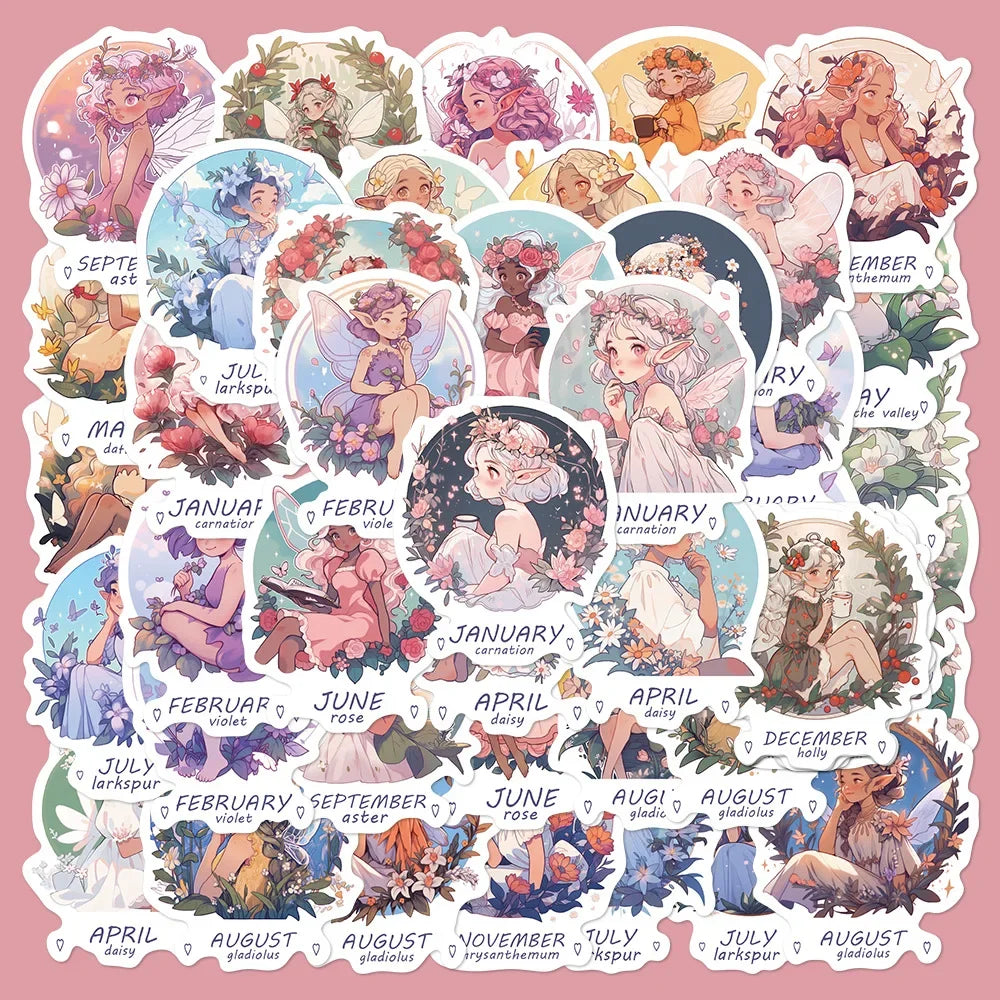 50pcs Cute Flower Fairy Stickers for Wall & Room Decoration Wholesale (Online Order Only)