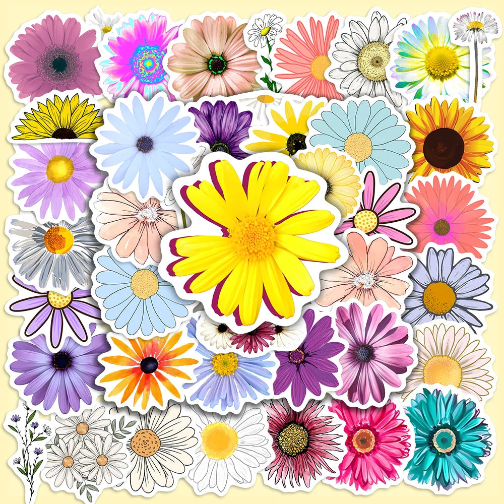 10/25/50PCS Autumn Flower Daisy Sunflower Sticker Packs (ONLINE ORDER ONLY)