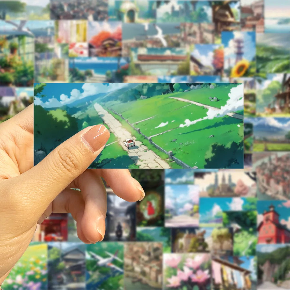 10/30/60PCS Cartoon Anime Landscape Stickers Aesthetic Decoration DIY Waterproof Motorcycle Phone Travel Bike Toys Kids Sticker (ONLINE ORDER ONLY)