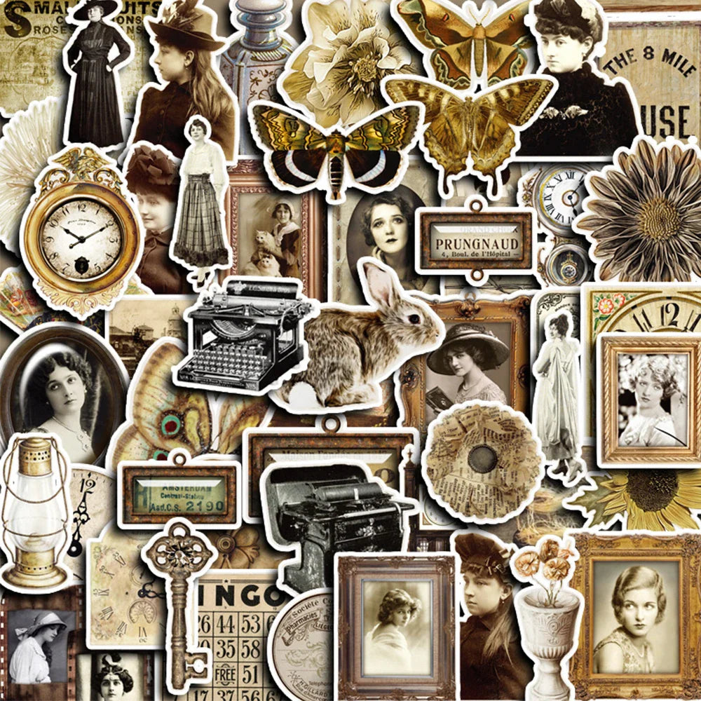 Vintage Art Graffiti Stickers Retro Decals Waterproof for Skateboard, Fridge, Laptop - 10/30/50pcs (Online Order Only)