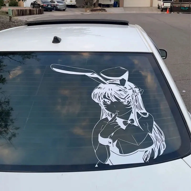 Anime Sticker Rabbit Girl For Car Stickers Decoration Window Door Rear Windshield External Accessories Die Cutting Vinyl Decals (ONLINE ORDER ONLY)