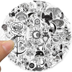 50PCS Black And White Gothic Sticker Art Vintage Classic Suitcase Scrapbook Helmet Laptop Waterproof Gift Cool Toys Decal (ONLINE ORDER ONLY)