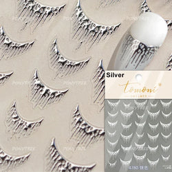 French Romantic Tassel Crescent Moon Laser Charming Gold Silver Arc Self Adhesive Nail Art Stickers Hot Stamping Manicure Decals (Online Order Only)