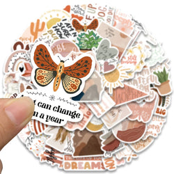 10/30/50pcs Cute Bohemia Motivational Phrases Stickers Inspirational Quotes Decals Laptop Fridge Suitcase Car Sticker Kids Toy (ONLINE ORDER ONLY)