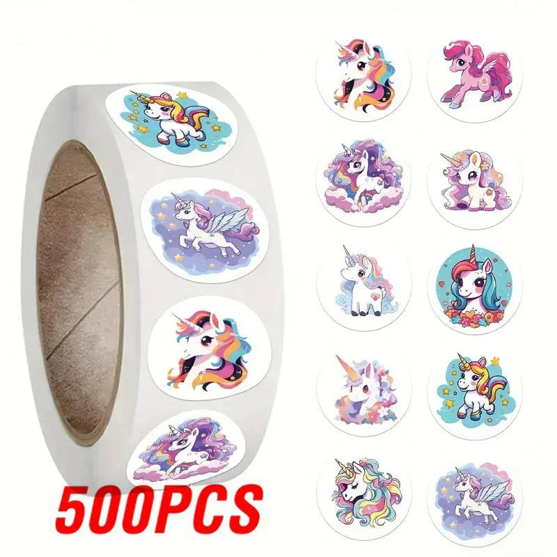 100-500pcs Cartoon Animal Unicorn Stickers Kindergarten Children's Reward Sticker Gift Decorative Decals Kids Encourage Label (Online Order Only)