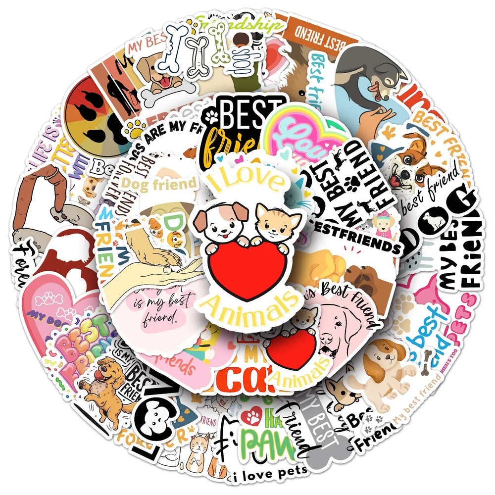 Pets Stickers Pack: Dog Cat Animal Decals for Luggage, Laptop, Guitar, Bike, Skateboard (Online Order Only)