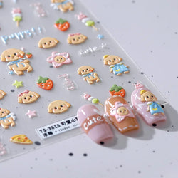 Lovely Dog Puppy Dream Heart Flower Star Pizza Food Sugar Skewers Strawberry Desserts Adhesive Nail Art Stickers Manicure Decals (Online Order Only)
