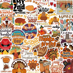 50PCS Thanksgiving Day Sticker Cartoon Cute Children DIY Scrapbooking Gift Decoration Stickers PVC Waterproof Funny Kawaii Decal (ONLINE ORDER ONLY)