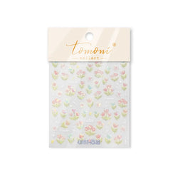 Cute  Pink Blue Nature Tulip Star Heart Butterfly Peach Blossom Jelly Embossed Relief Adhesive Nail Art Stickers Manicure Decals (ONLINE ORDER ONLY)