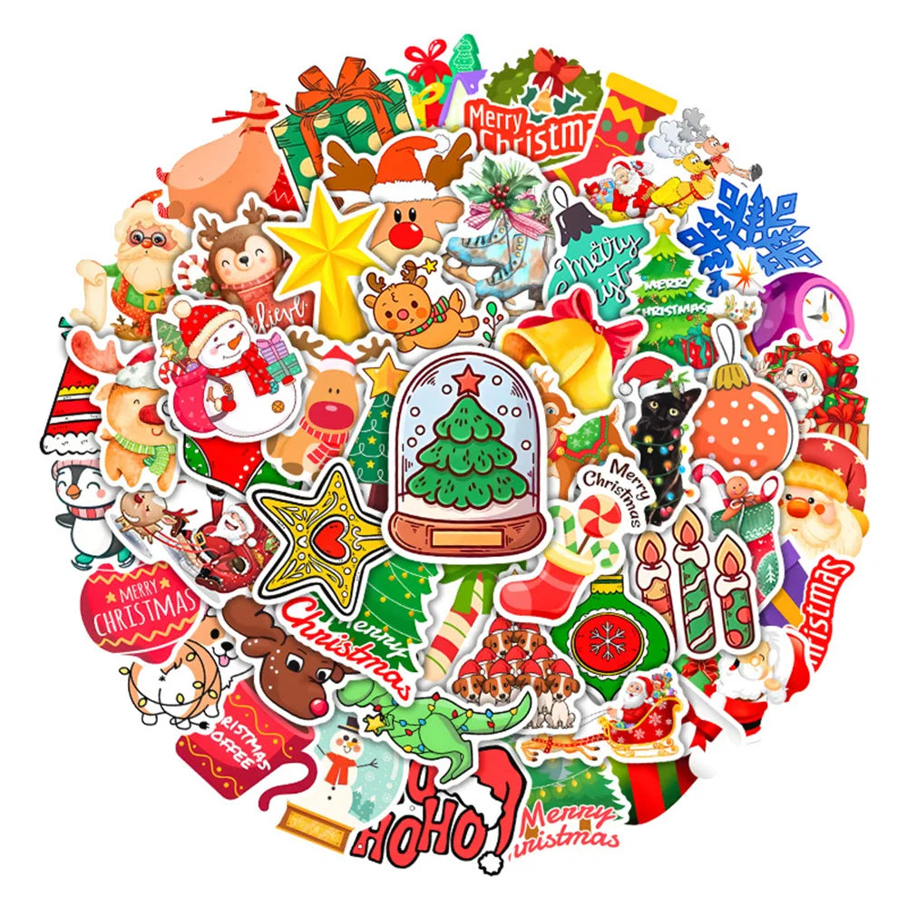 Christmas Santa Tree Stickers for Laptop, Luggage, Skateboard, Kids - 10/30/50/100PCS (Online Order Only)
