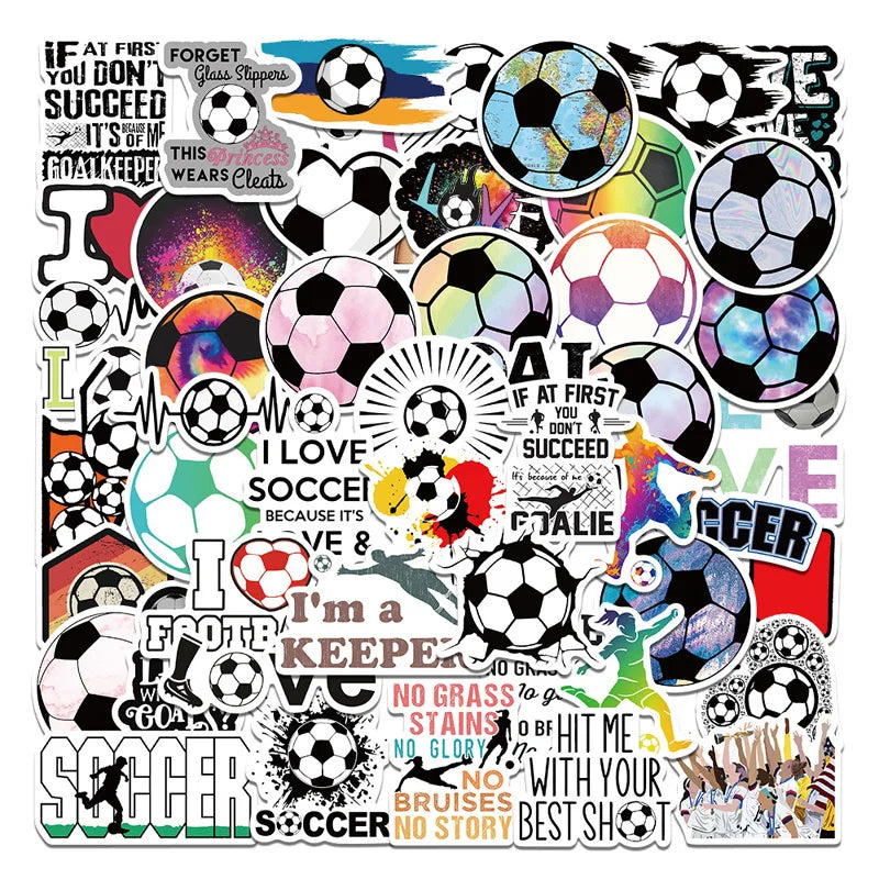50 Pcs/Set Football Soccer Graffiti Stickers for Laptop Phone Luggage Notebook Decal Decoration Scrapbook Sticker Kids Gift (ONLINE ORDER ONLY)
