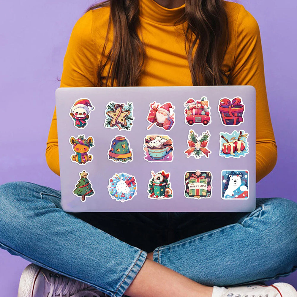 50pcs New Year Merry Christmas Stickers Santa Claus Snowman Children Gift Decal Skateboard Suitcase Sticker for Kids﻿ (ONLINE ORDER ONLY)
