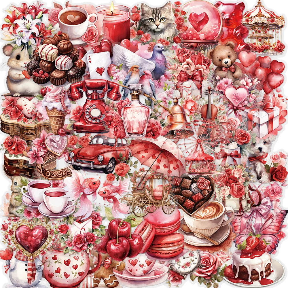 Valentine's Day Romantic Graffiti Stickers for Helmet, Wall, Desktop Decoration (Online Order Only)