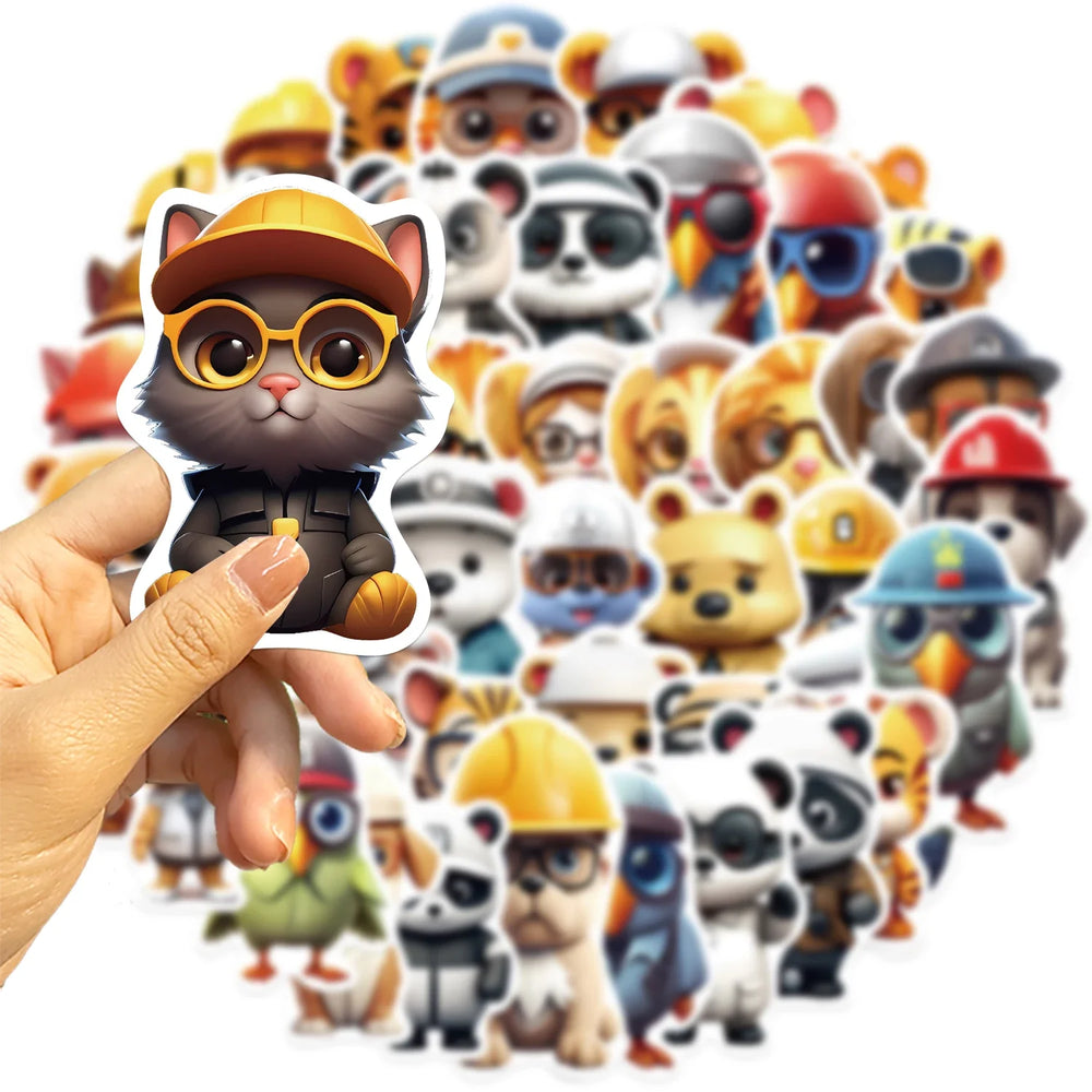 50pcs Professional Animals With Glasses Stickers Cute Decals Decoration DIY Skateboard Scrapbook Laptop Fridge Car Kids Toy (ONLINE ORDER ONLY)