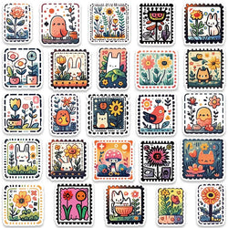10/30/50PCS Cute Cartoon Stamp Flower Animal Stickers DIY Skateboard Phone Bike Suitcase Laptop Notebook Bike Kids Sticker Toys (ONLINE ORDER ONLY)