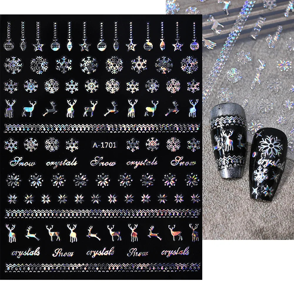 3D Snowflake Nail Art Decals Sliver Bronzing 3D Christmas Nail Art Decoration Self Adhesive Winter Christmas New Year Slides Y2K (ONLINE ORDER ONLY)