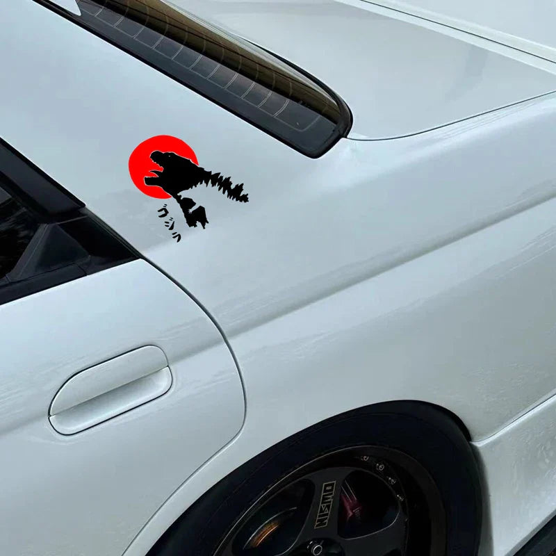 GOZILA with RED SUN Stickers,Monster Style,Unique and Personalized Look with high quality sticker for cars trucks motor&laptop! (ONLINE ORDER ONLY)