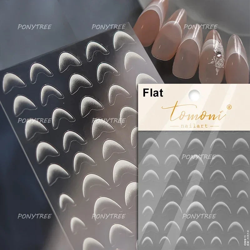 French Romantic Tassel Crescent Moon Laser Charming Gold Silver Arc Self Adhesive Nail Art Stickers Hot Stamping Manicure Decals (Online Order Only)