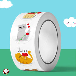 100-500pcs Cute Cat Stickers Animal Cartoon Label Gifts Decoration School Reward Encourage Student Stationery Thank You Stickers (ONLINE ORDER ONLY)