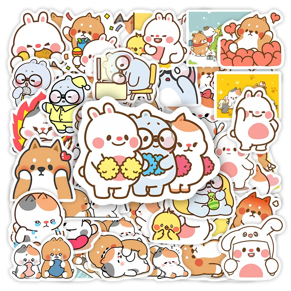 Tonton Friends Stickers Kawaii Couple Cute Cartoon Decal DIY Toy Gift Graffiti for Phone Luggage Laptop Scrapbook Waterproof (Online Order Only)