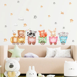 Cute Animal Train Wall Stickers Nursery Vinyl Decals for Kids Room Decor (Online Order Only)