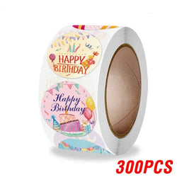 100-500pcs Cute Happy Birthday Sticker Birthday Gift Decoration Label Sealing Balloon Cake Label Packaging Scrapbook Sticker (Online Order Only)