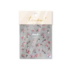 Red Azalea Rose Peony Crane Warbler Bird Fish Lily Chicken Rabbit Lobster Flower Retro Chinese Nail Art Sticker Decoration Decal (Online Order Only)