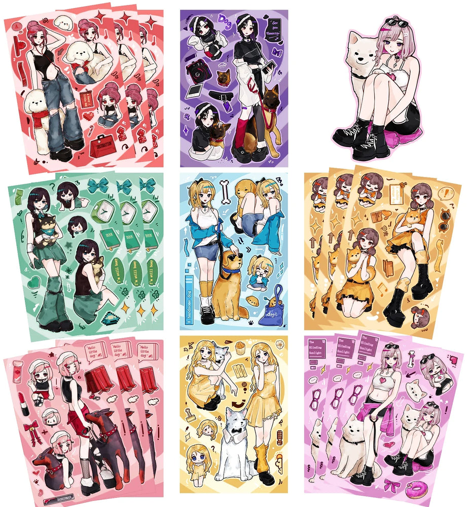 8/16/32pcs Dogs and Girls Puzzle Sticker Funny Children DIY Cartoon Assemble Animals Stickers Kids Toys Boys Girls Gifts﻿ (ONLINE ORDER ONLY)