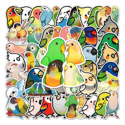 50Pcs Parrot Cartoon Waterproof Vinyl Stickers for Skateboard Snowboard (Online Order Only)