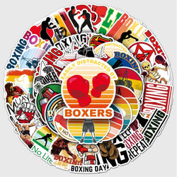 50Pcs Boxing Sports Cartoon Waterproof Vinyl Stickers for Skateboard Snowboard (Online Order Only)