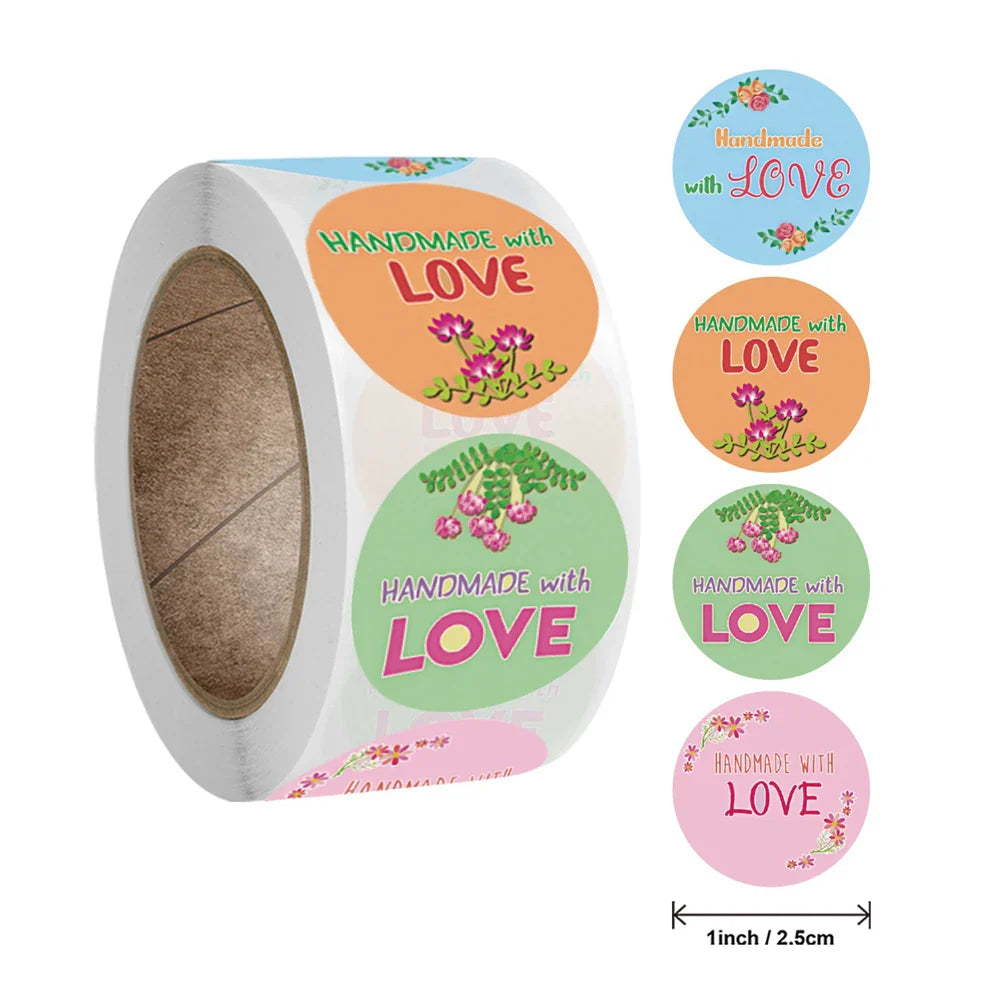 500pcs/roll Handmade with Love Letter Stickers Thank You Stickers Labels Wedding Box Gift Packing Decoration Stationery Stickers (ONLINE ORDER ONLY)