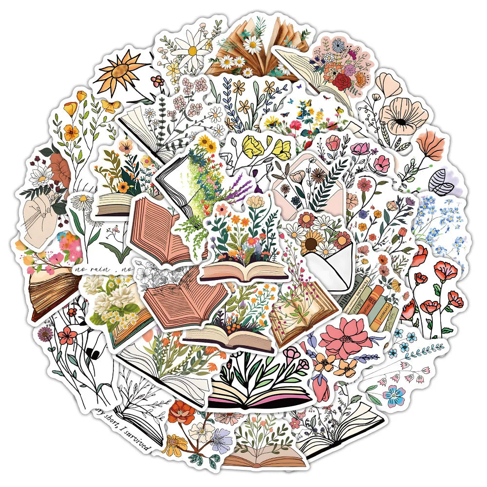 Cartoon Flower Stickers Waterproof for Water Bottle Laptop Scrapbooking Guitar (ONLINE ORDER ONLY)