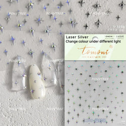 Silver Star Moon Clock Watch Cherry Love Heart Bowknot Gird Irregular Lines Dot Liquid Lava Nail Art Stickers Manicure Decals (ONLINE ORDER ONLY)