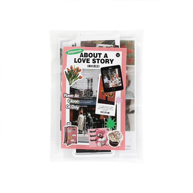 200Pcs/set Korean Style Fresh Sticker Note Paper Material Pack For Handbook Diary Collage DIY Scrapbooking Decoration Stationery (Online Order Only)
